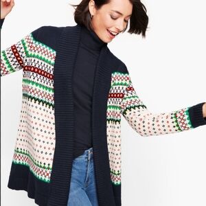 Talbots Shawl Collar Fair Isle Cardigan Size Small